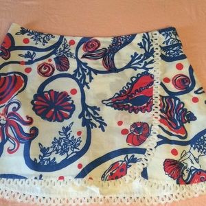 Lilly Pulitzer red, white and blue skort. W/ lace